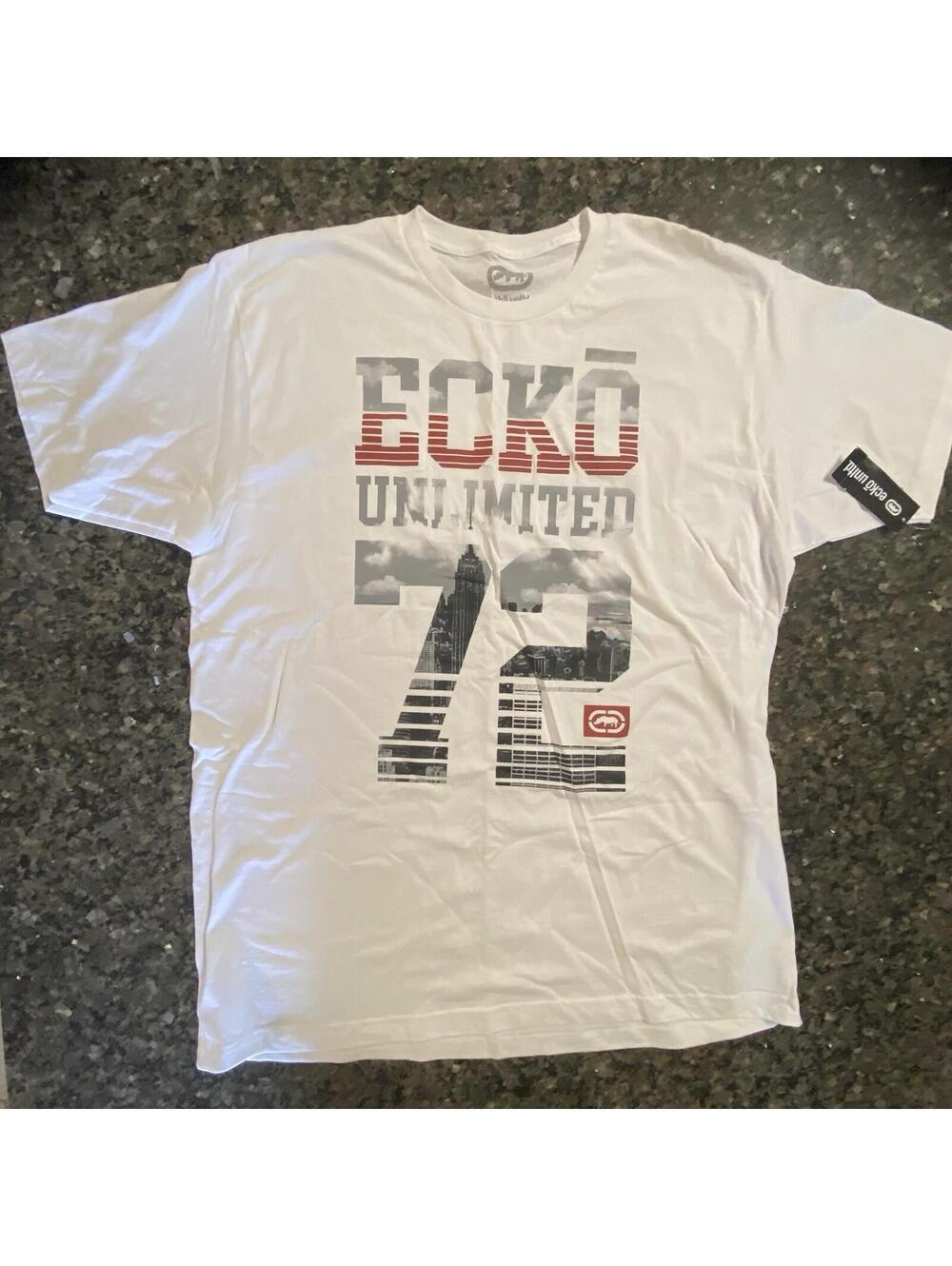 Ecko Unltd. NWT Rawthentic Men's White Graphic Logo T-Shirt XL Cotton Crew Neck